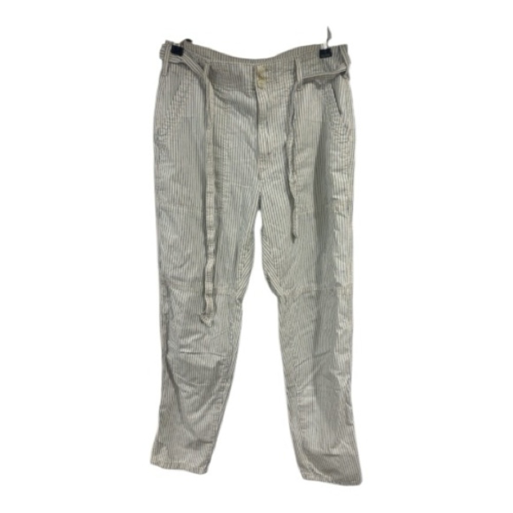 American Eagle Gray & White Pinstripe Drawstring Pants | Women's 2